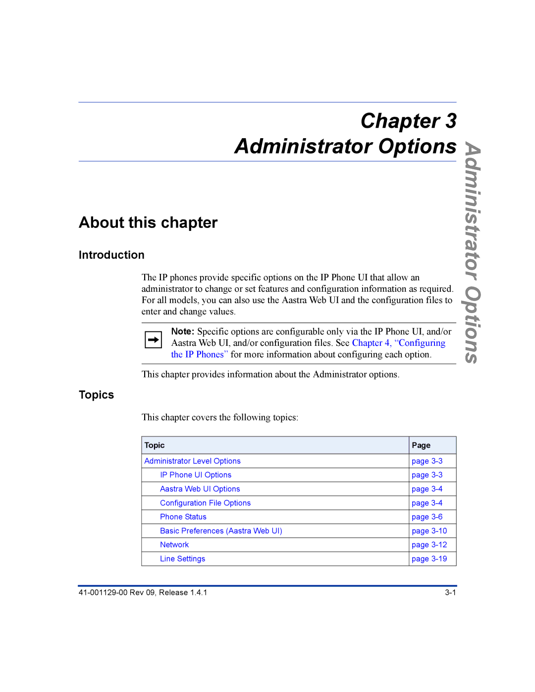 Aastra Telecom 480I CT manual Administrator Options 