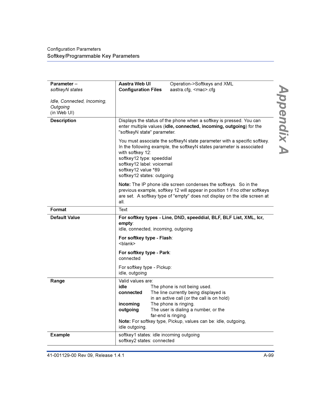 Aastra Telecom 480I CT manual For softkey type Flash, For softkey type Park, Incoming, Outgoing 