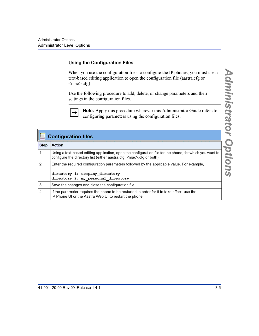 Aastra Telecom 480I CT manual Using the Configuration Files, Step Action 