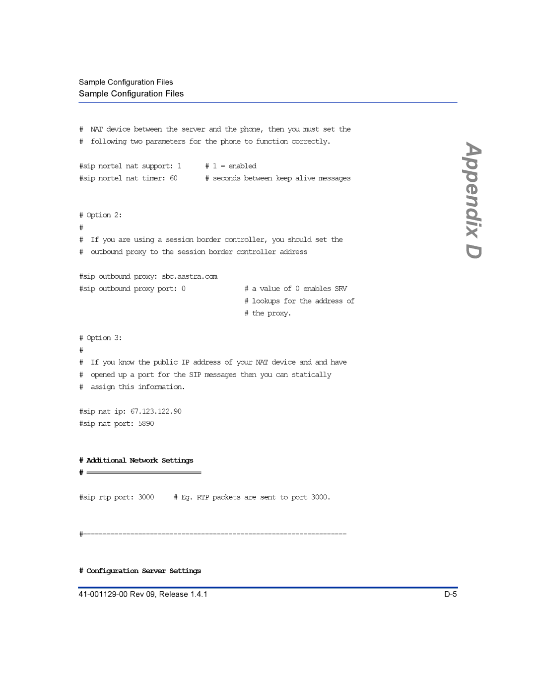 Aastra Telecom 480I CT manual # Configuration Server Settings 