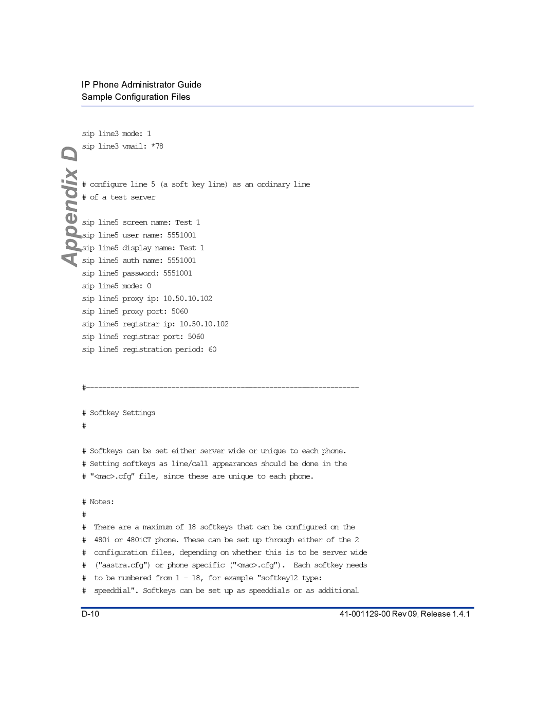 Aastra Telecom 480I CT manual Appendix D 