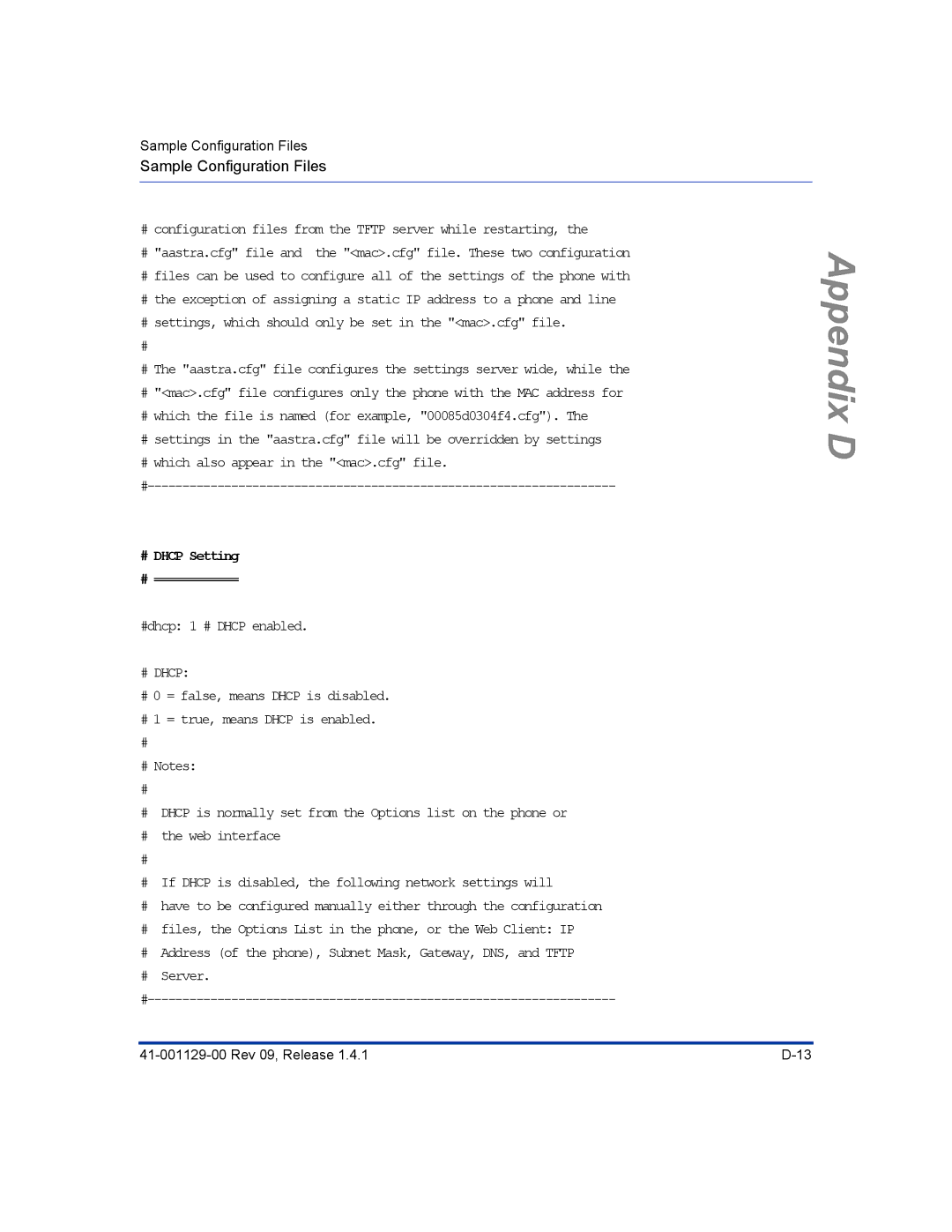 Aastra Telecom 480I CT manual # Dhcp Setting # ============ 