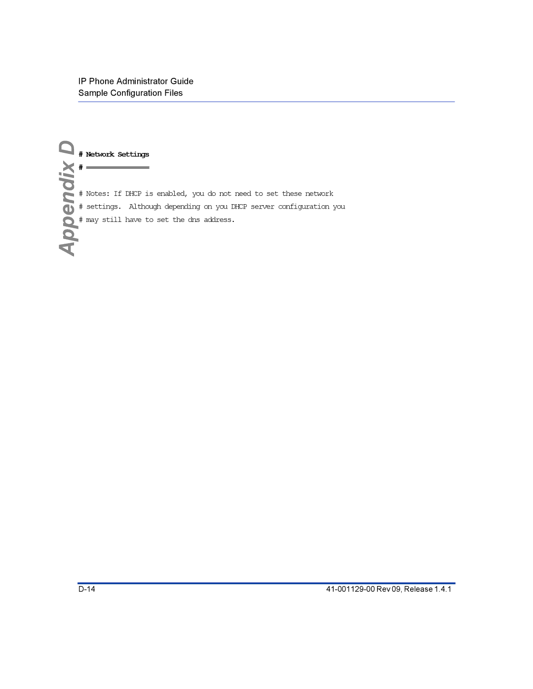 Aastra Telecom 480I CT manual # Network Settings # ================ 