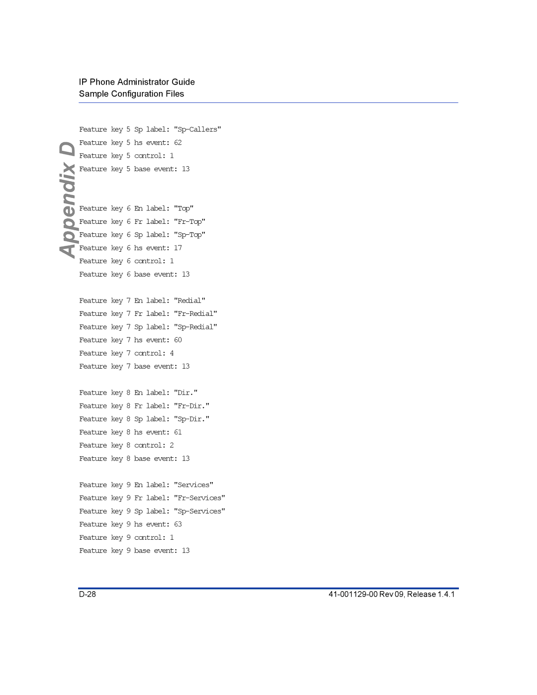 Aastra Telecom 480I CT manual Appendix D 