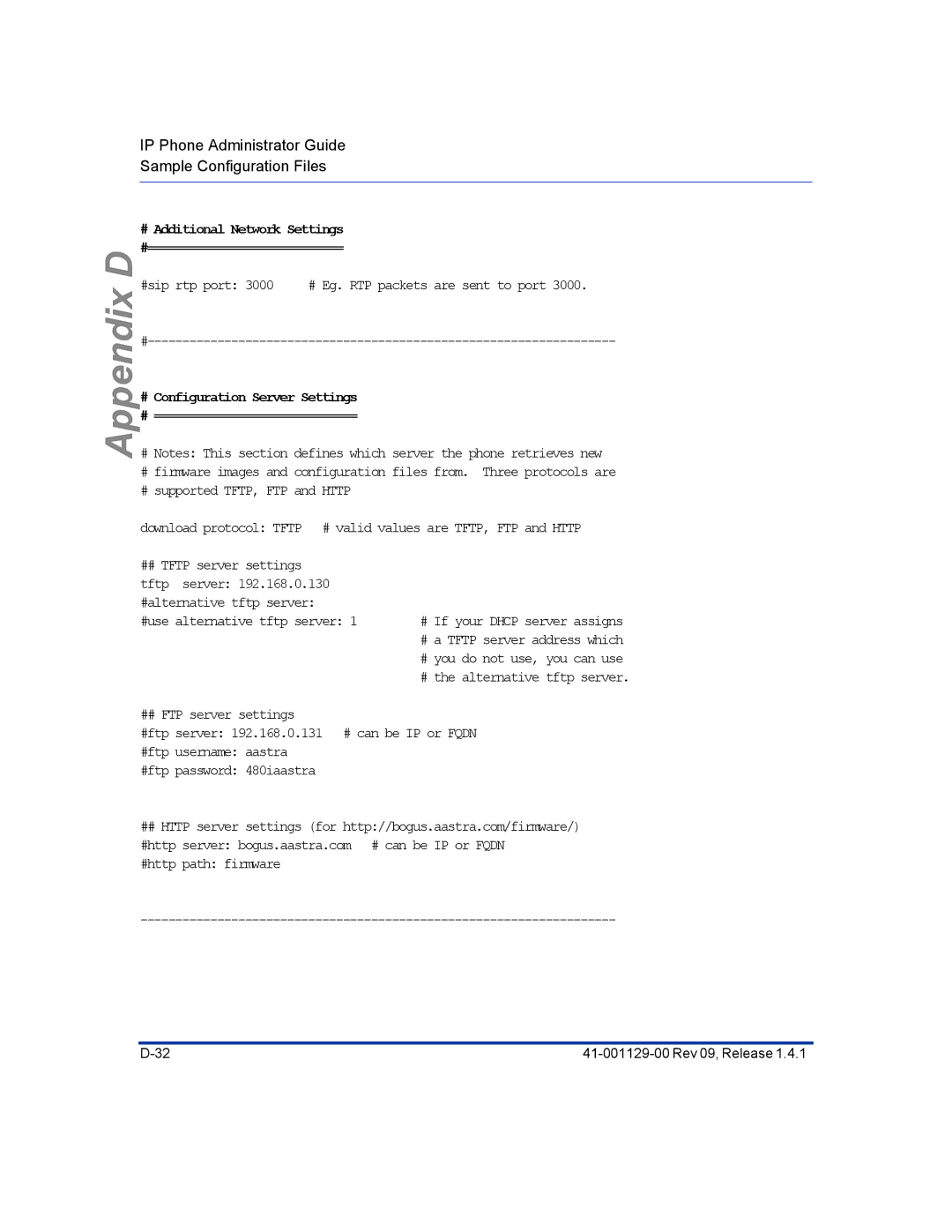 Aastra Telecom 480I CT manual #sip rtp port 3000 # Eg. RTP packets are sent to port 