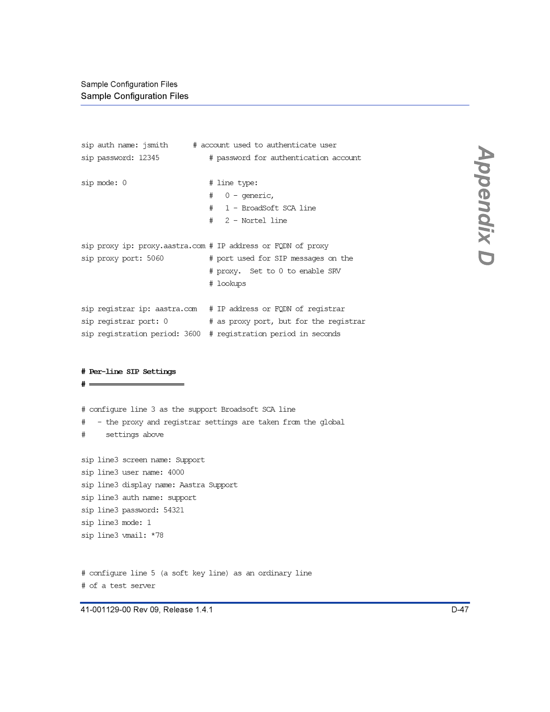 Aastra Telecom 480I CT manual # Per-line SIP Settings # ======================= 