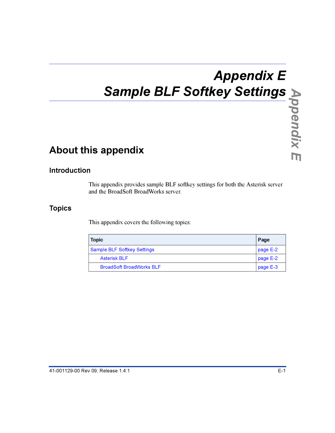 Aastra Telecom 480I CT manual Appendix E 