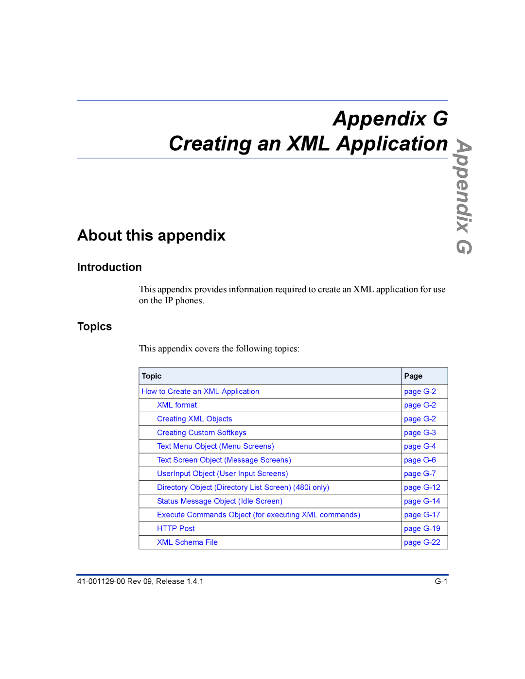 Aastra Telecom 480I CT manual Appendix G 