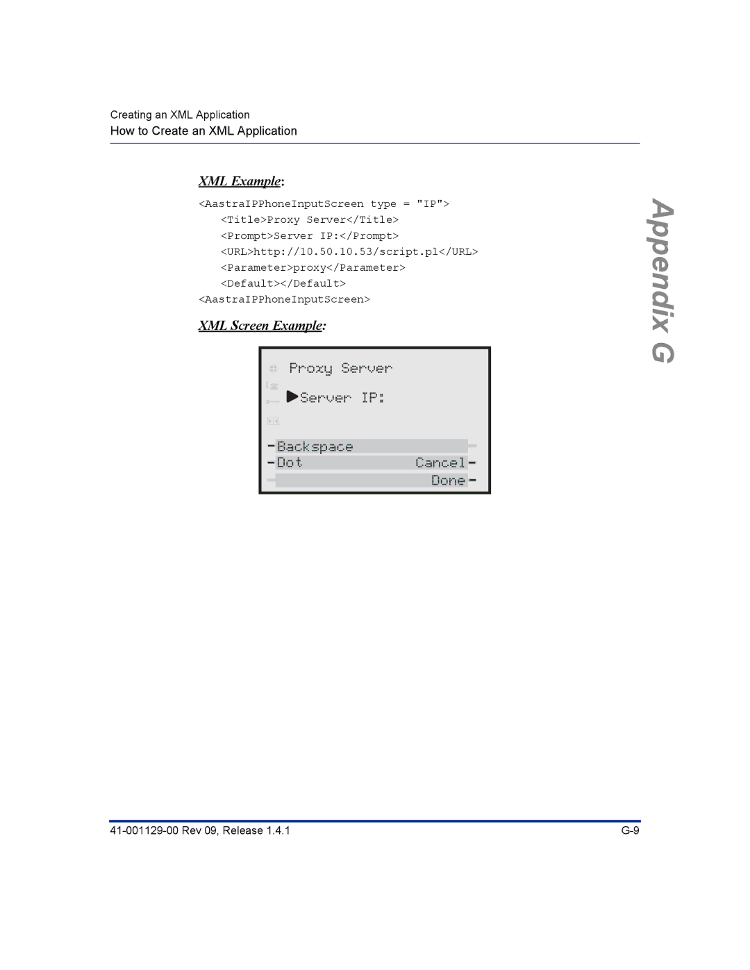 Aastra Telecom 480I CT manual Proxy Server Server IP Backspace Dot Cancel Done 