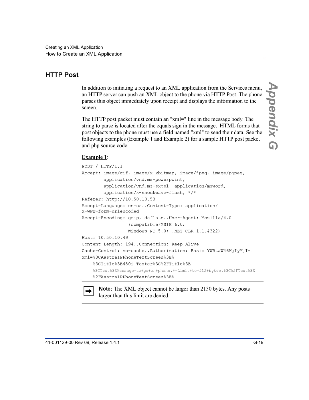 Aastra Telecom 480I CT manual Http Post, Post / HTTP/1.1 