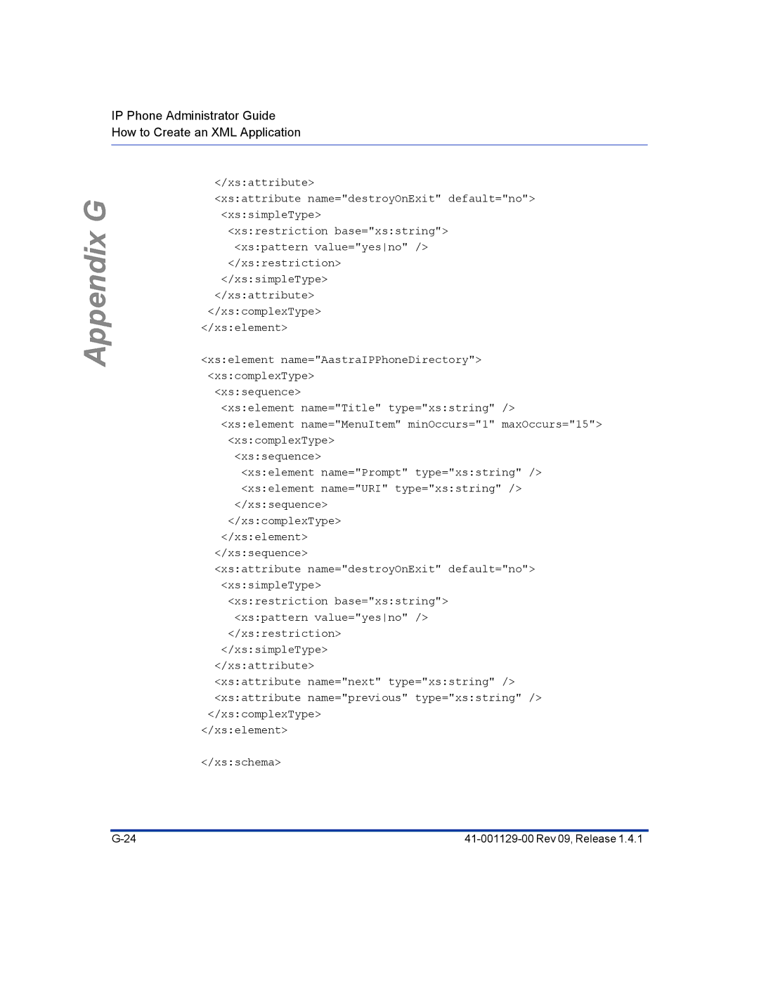 Aastra Telecom 480I CT manual Appendix G 