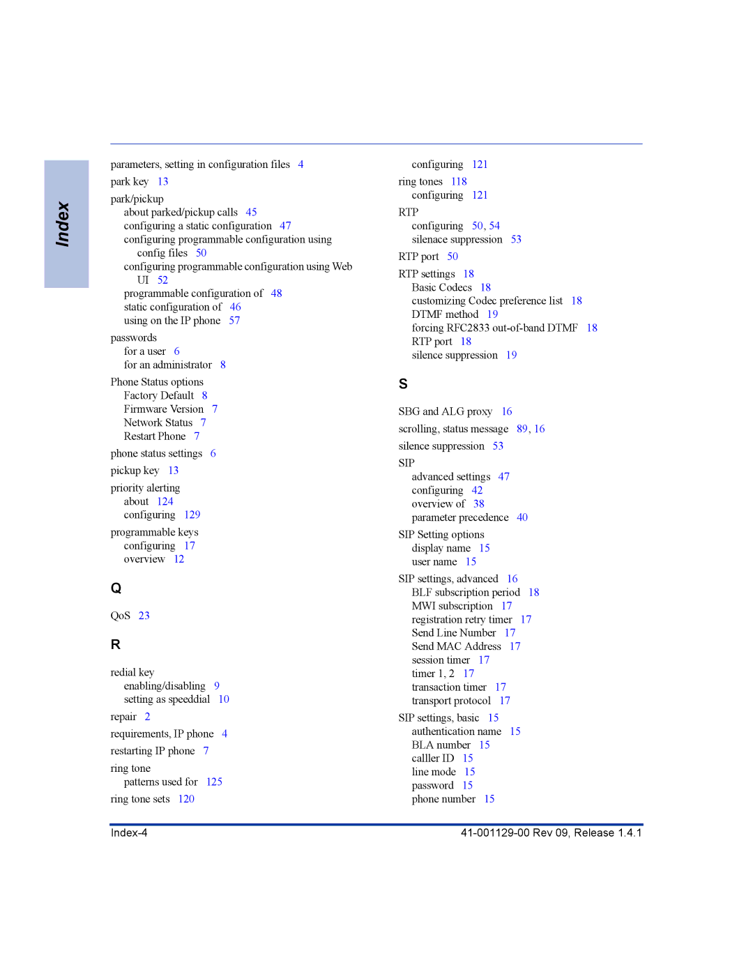 Aastra Telecom 480I CT manual Index-4 