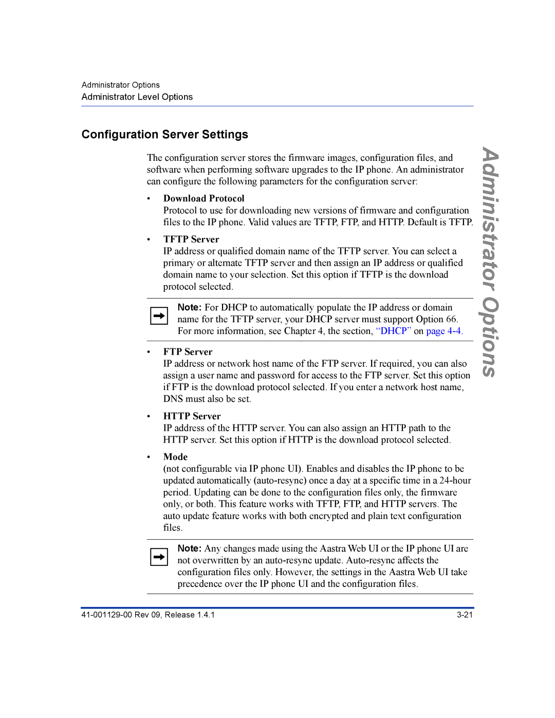 Aastra Telecom 480I CT manual Configuration Server Settings 