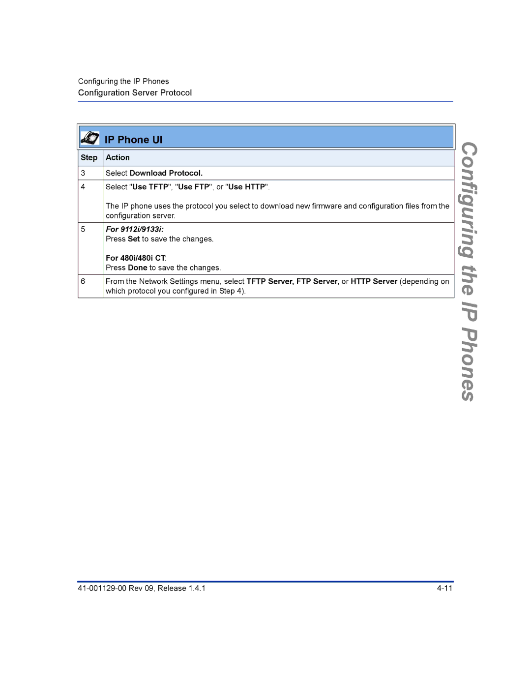 Aastra Telecom 480I CT manual Configuration Server Protocol 