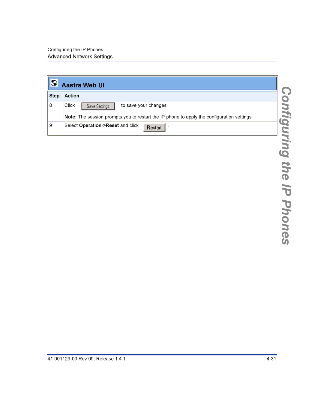 Aastra Telecom 480I CT manual Click To save your changes 