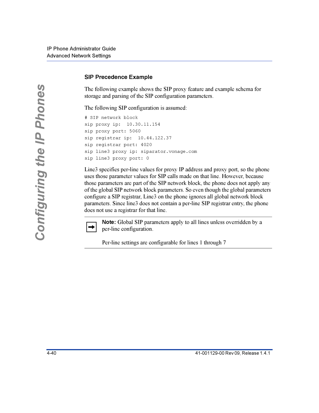 Aastra Telecom 480I CT manual SIP Precedence Example 