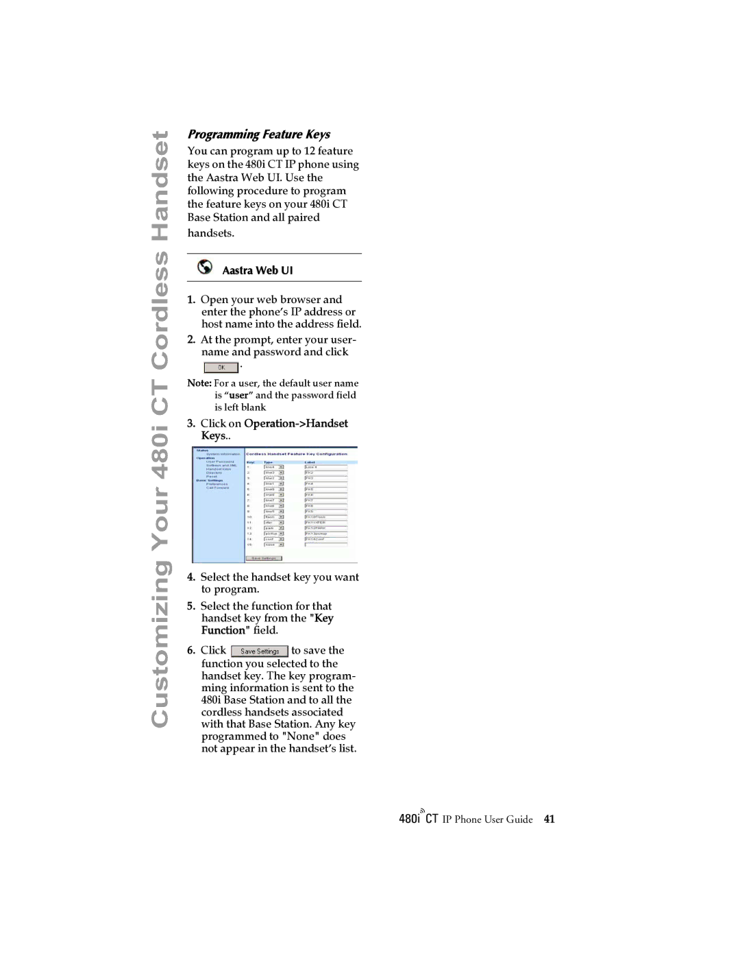 Aastra Telecom 480I CT manual Programming Feature Keys, Aastra Web UI 