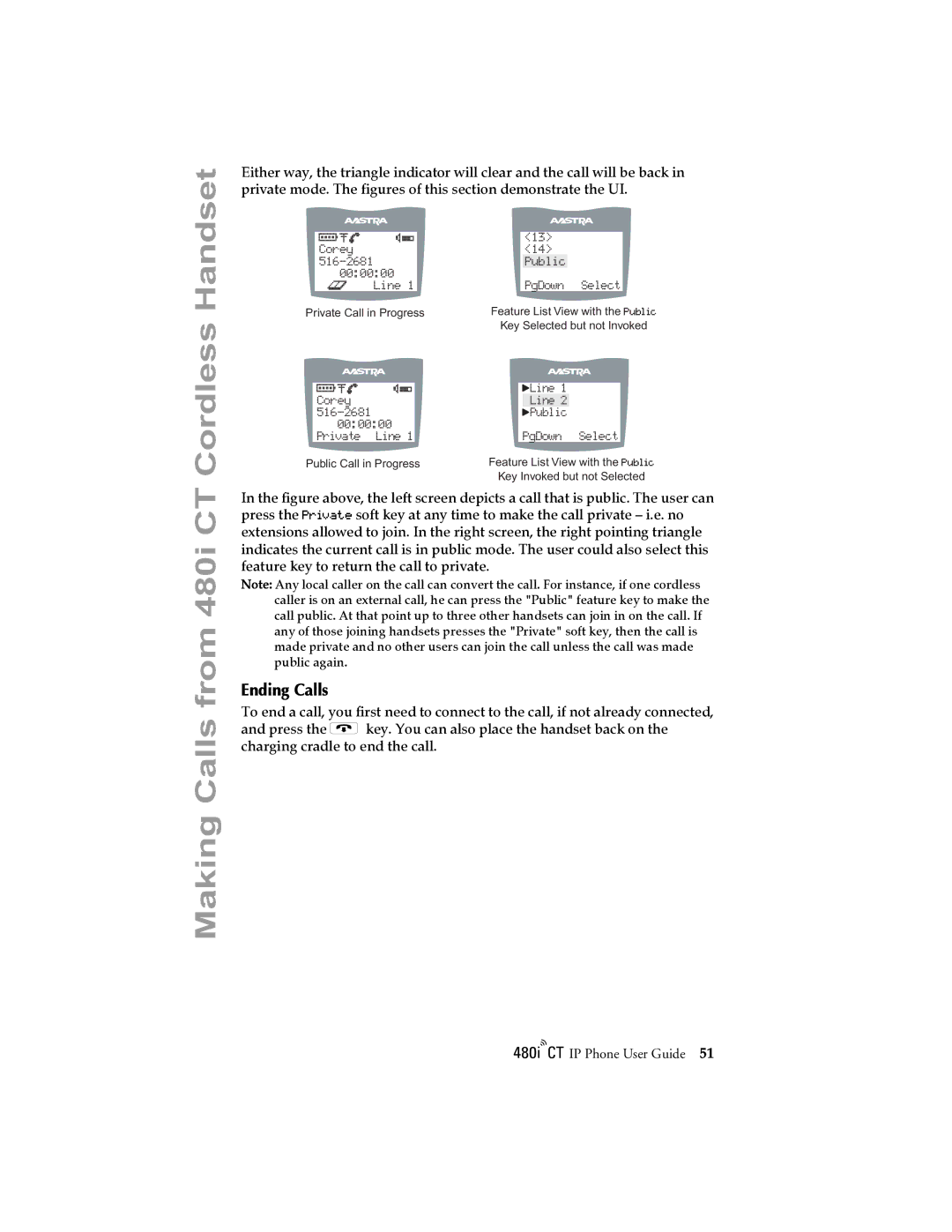 Aastra Telecom 480I CT manual Corey 516-2681 Public 000000 Line 