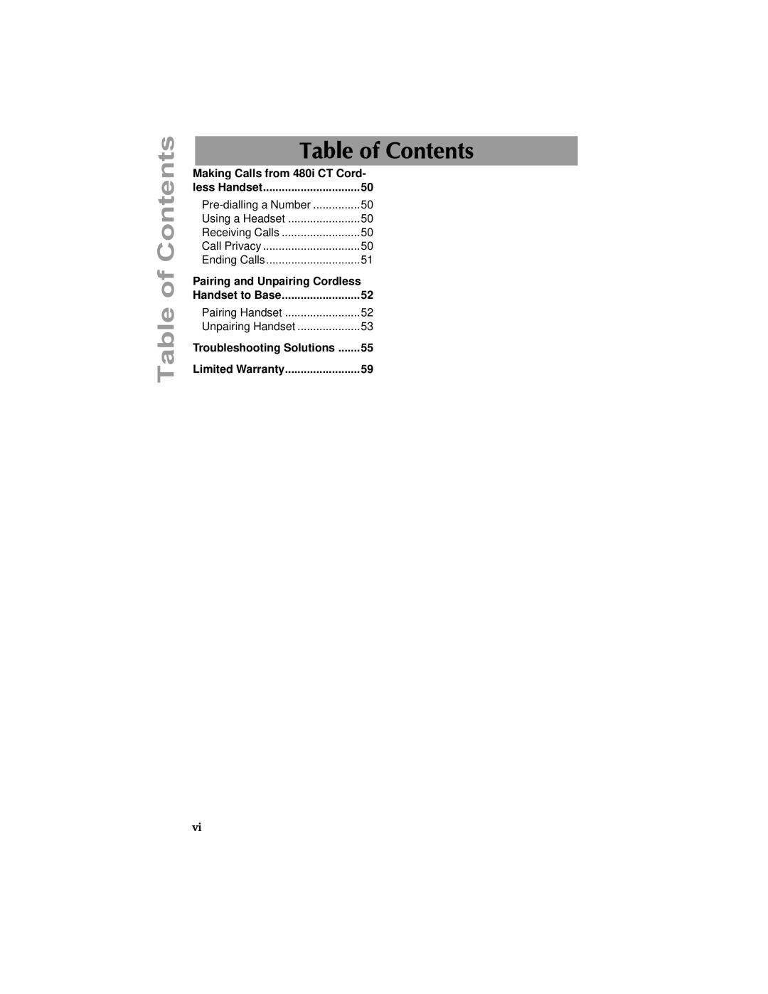 Aastra Telecom 480I CT manual Table of Contents 