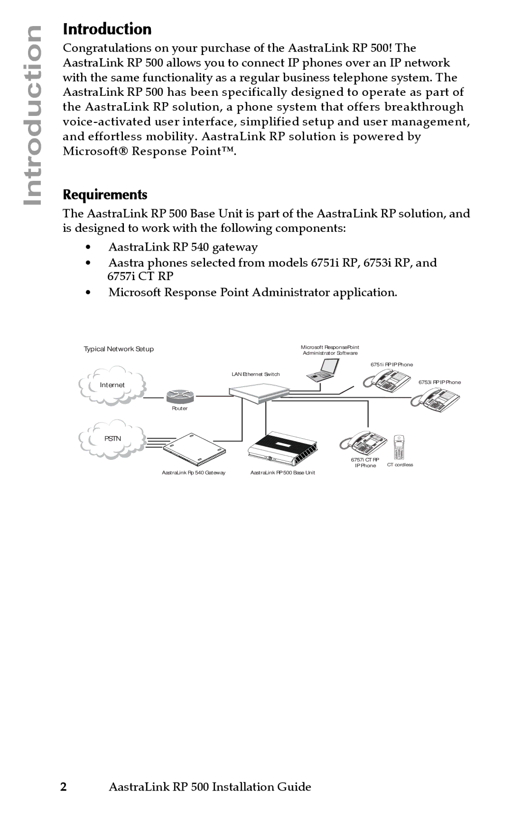 Aastra Telecom 500 manual Introduction, Requirements 