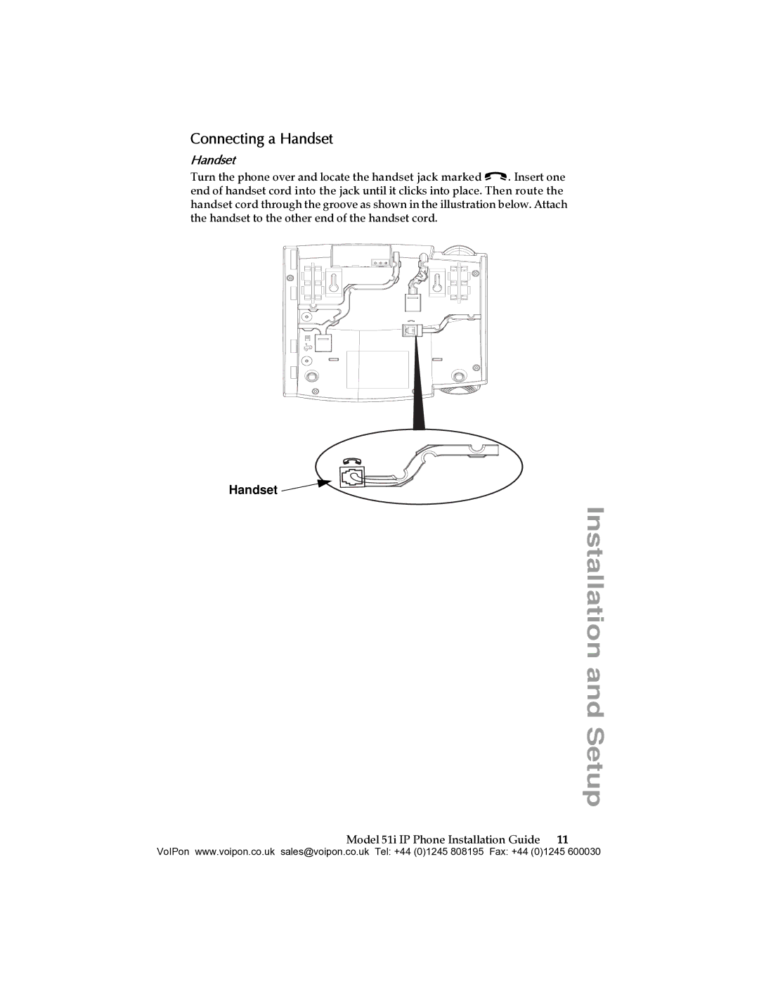 Aastra Telecom 51I manual Connecting a Handset 