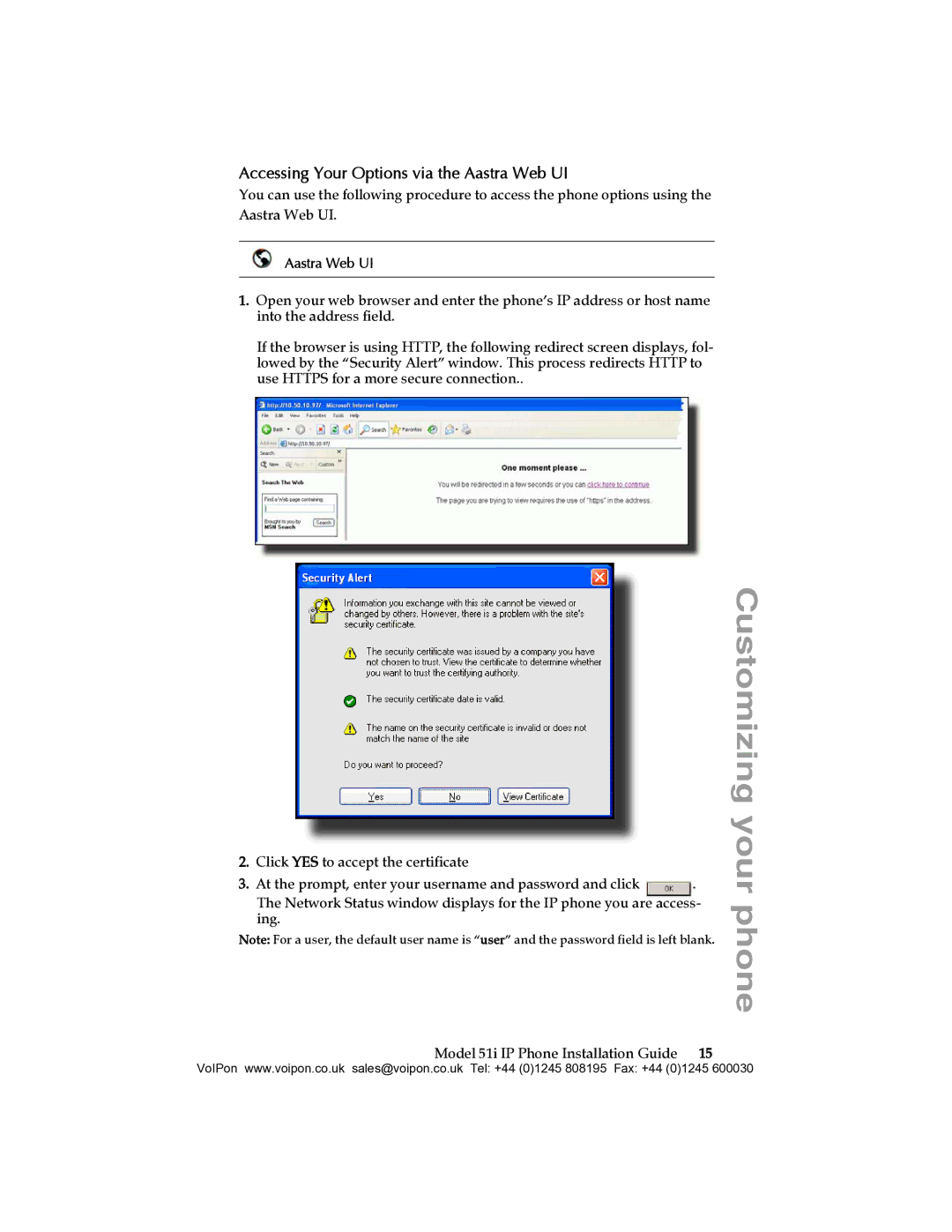 Aastra Telecom 51I manual Accessing Your Options via the Aastra Web UI 