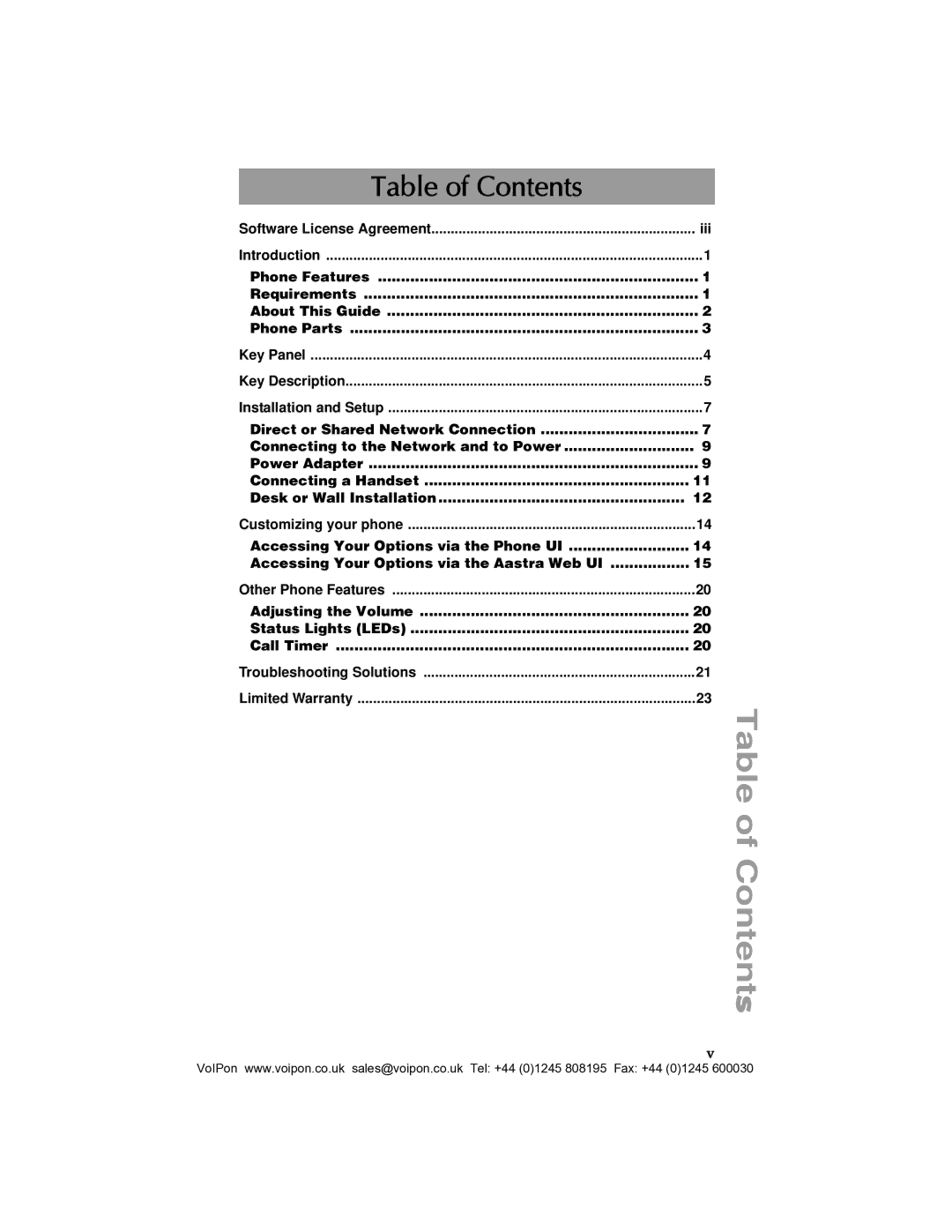 Aastra Telecom 51I manual Table of Contents 