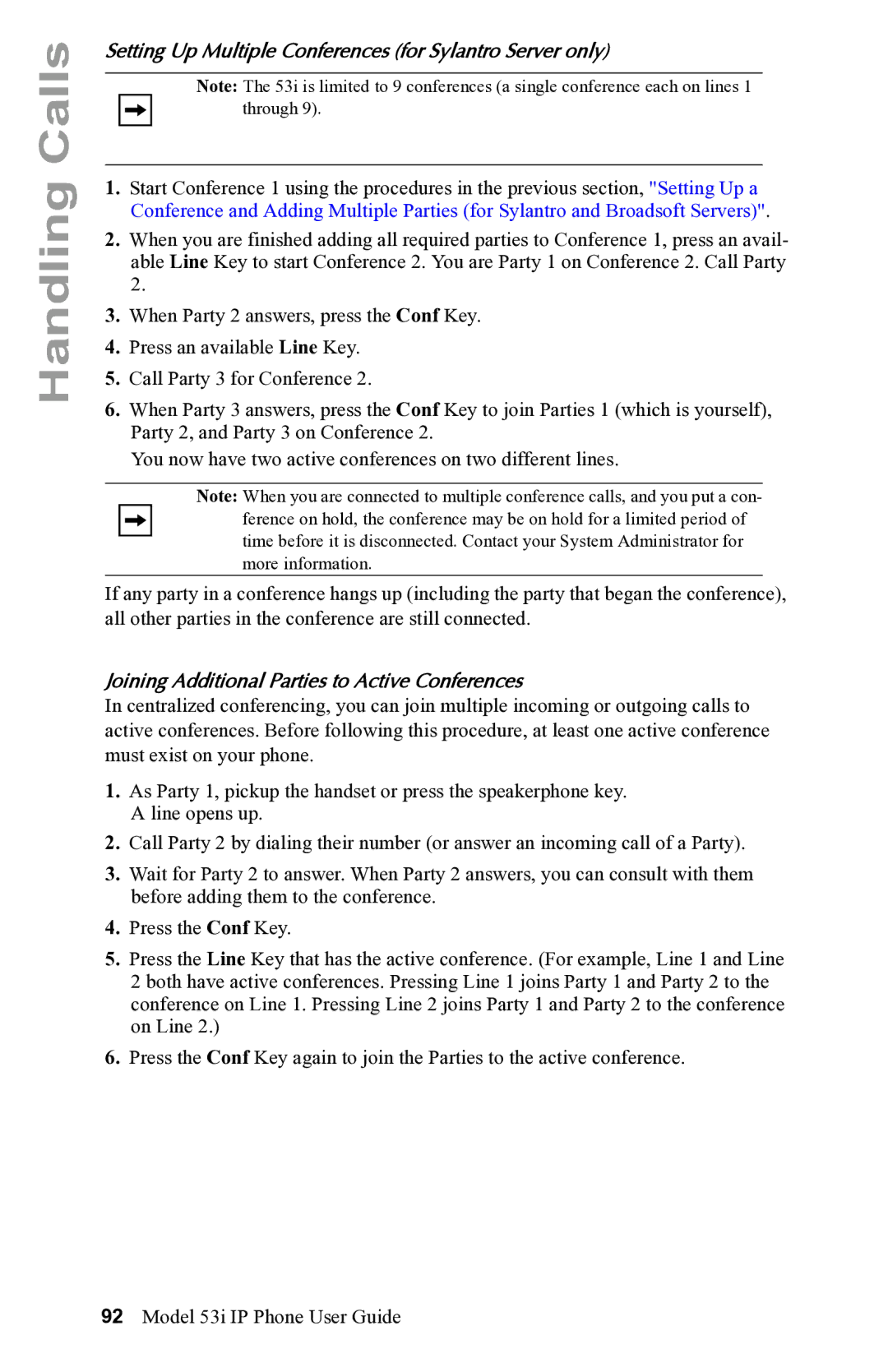 Aastra Telecom 53i IP Phone manual Setting Up Multiple Conferences for Sylantro Server only 