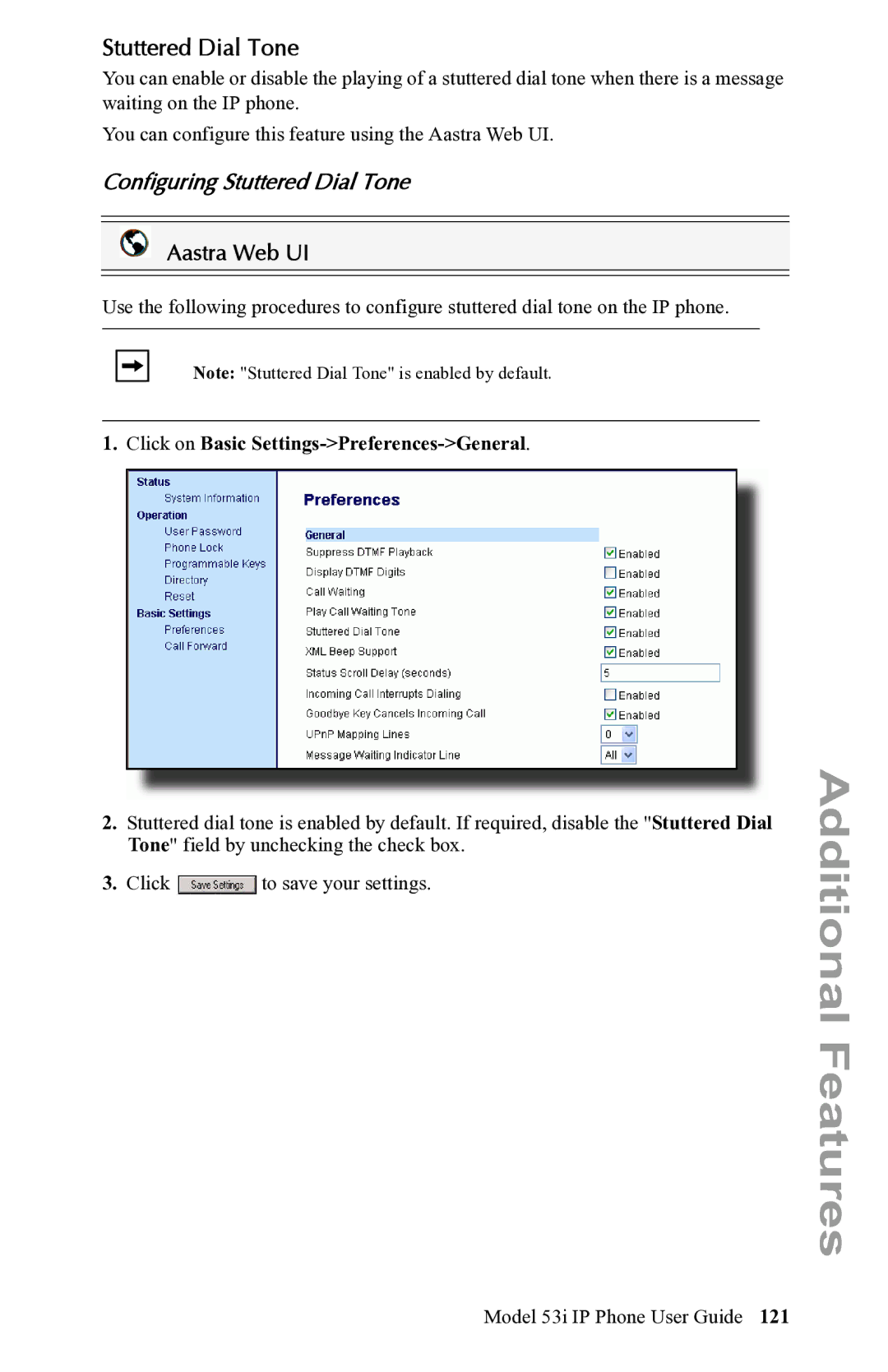 Aastra Telecom 53i IP Phone manual Configuring Stuttered Dial Tone 