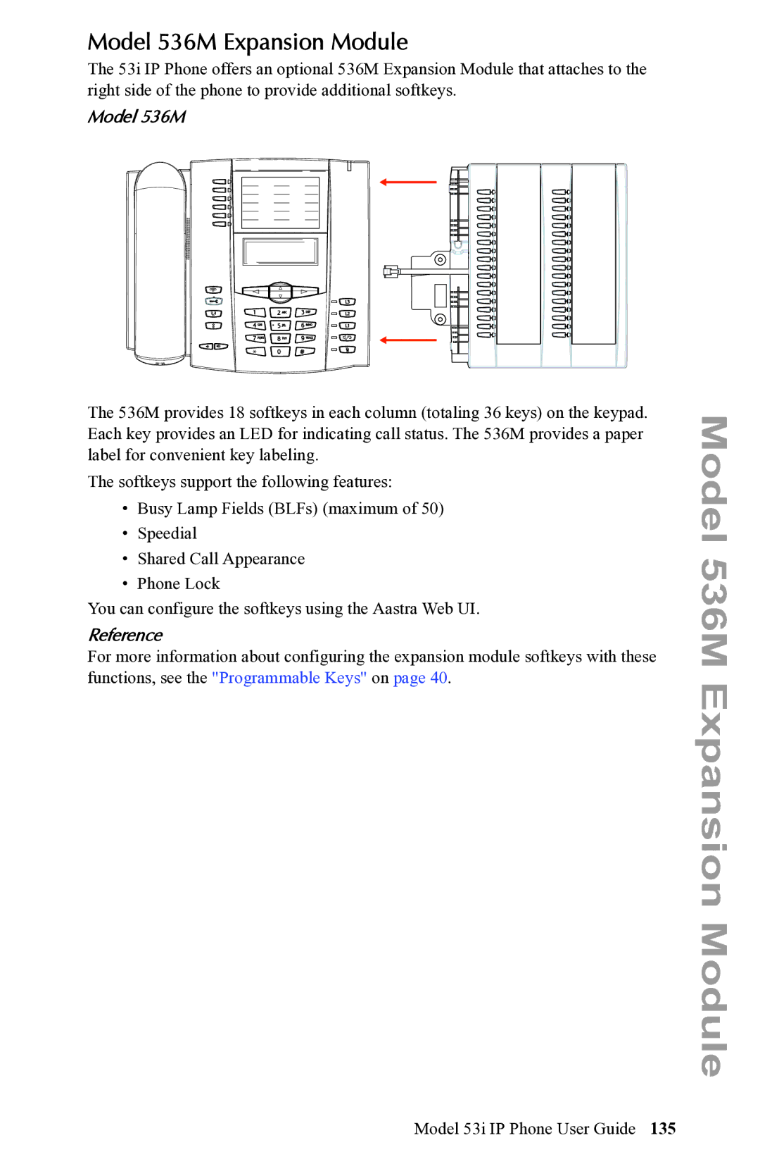 Aastra Telecom 53i IP Phone manual Model 536M Expansion Module 