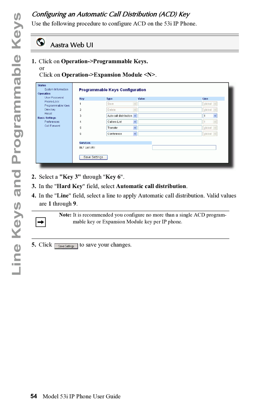 Aastra Telecom 53i IP Phone manual Configuring an Automatic Call Distribution ACD Key 