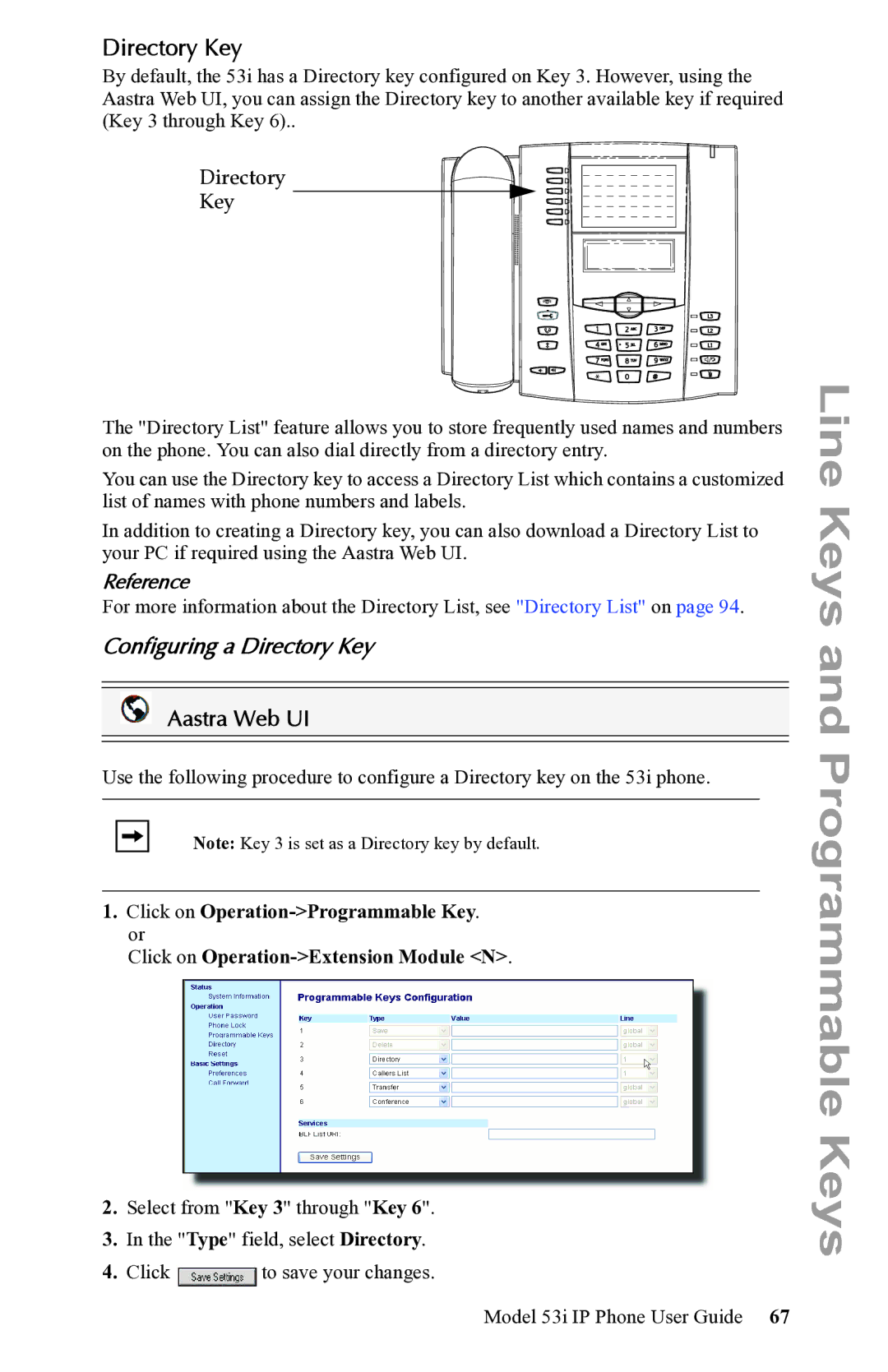 Aastra Telecom 53i IP Phone manual Configuring a Directory Key 