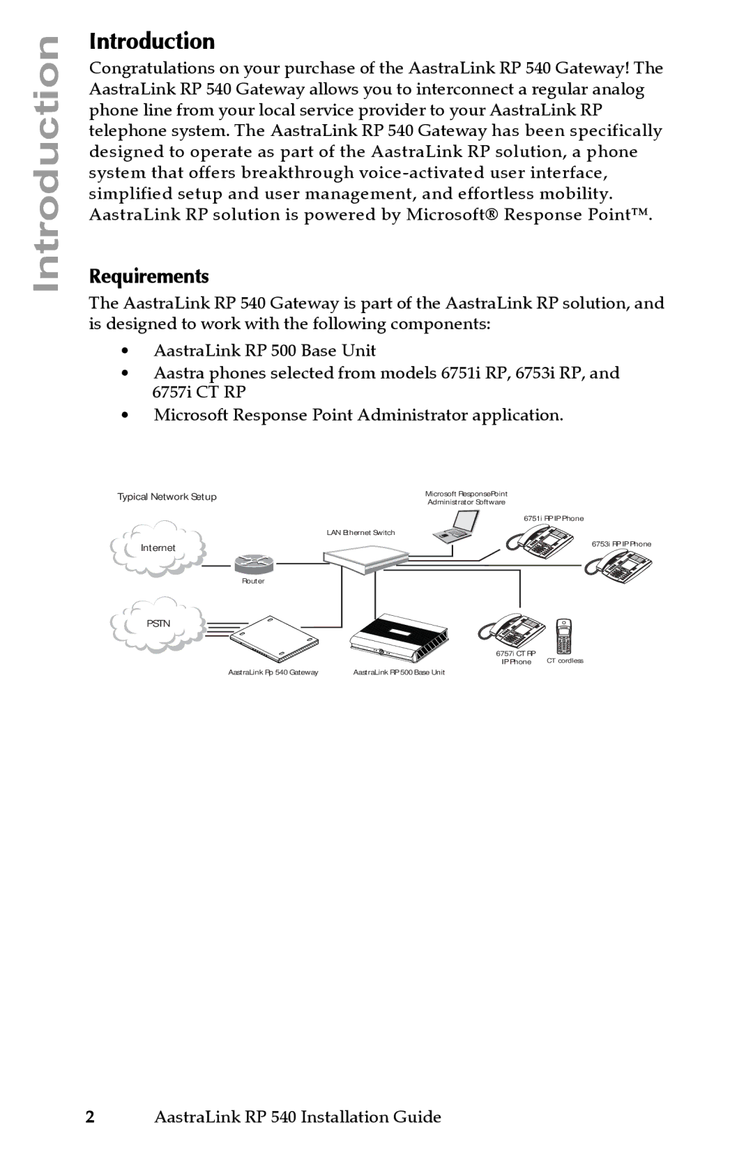 Aastra Telecom 540 manual Introduction, Requirements 