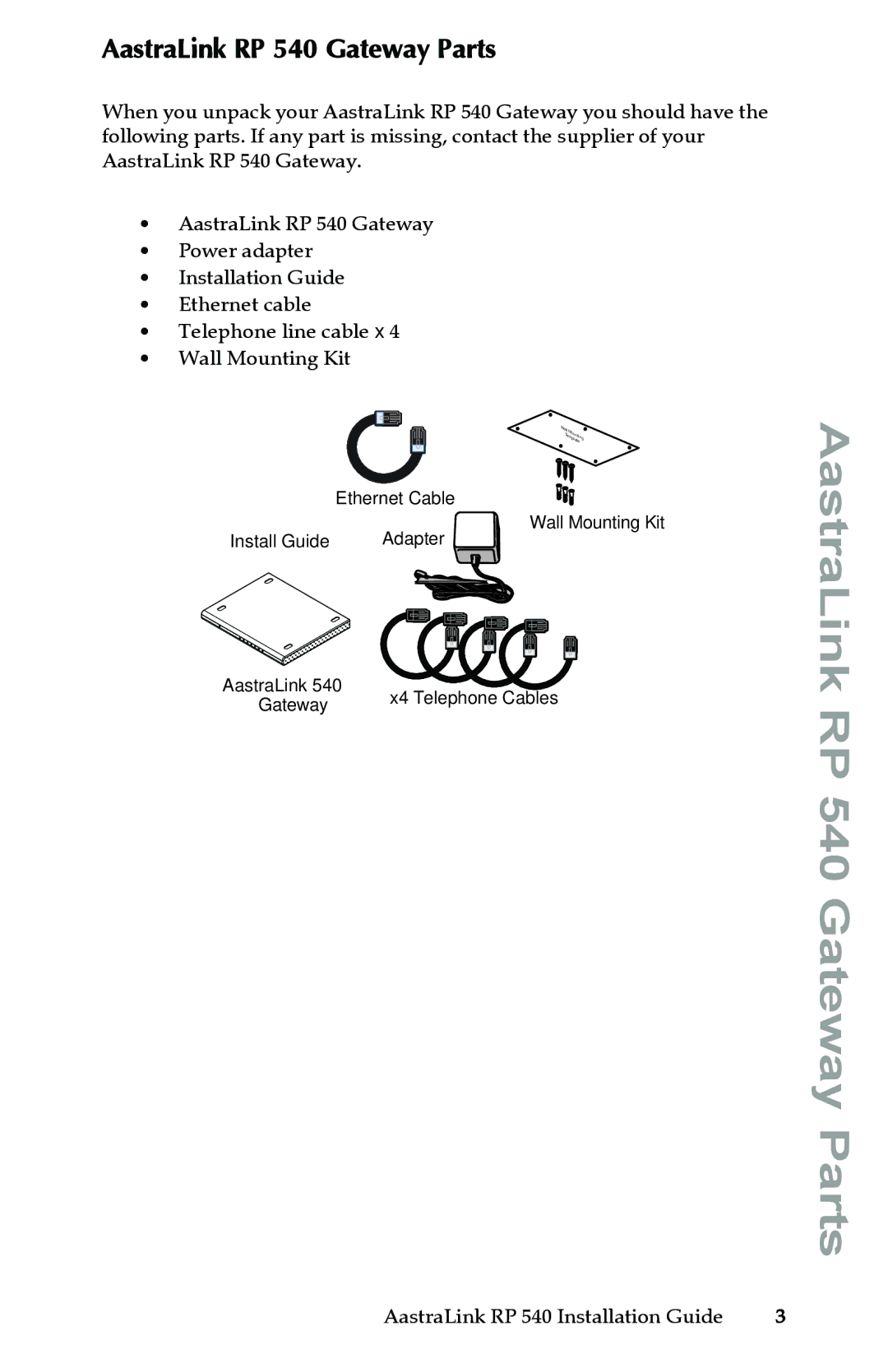 Aastra Telecom manual AastraLink RP 540 Gateway Parts 