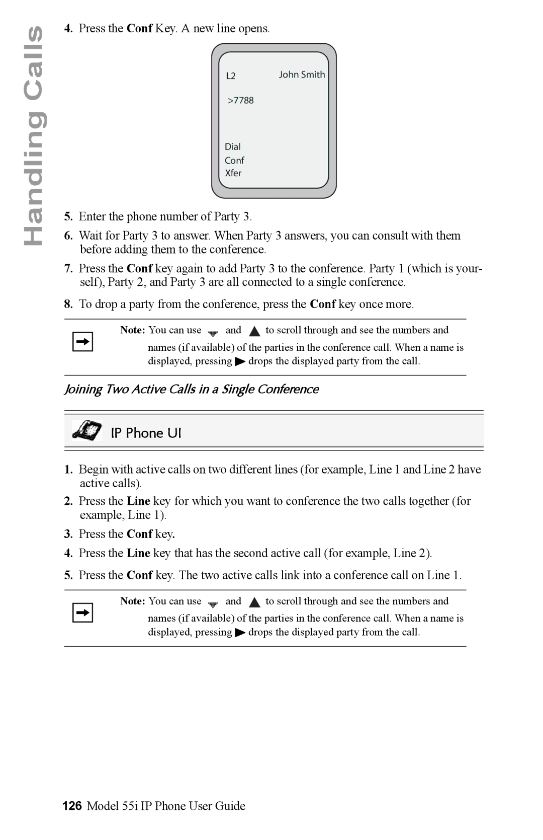 Aastra Telecom 55i IP Phone manual Joining Two Active Calls in a Single Conference 