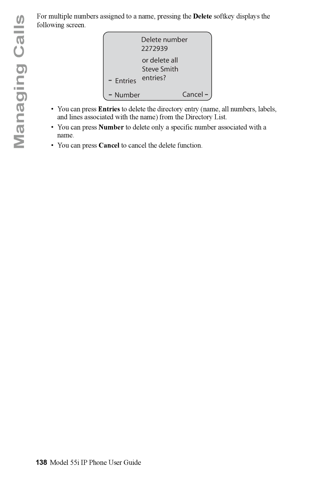 Aastra Telecom 55i IP Phone manual Managing Calls 