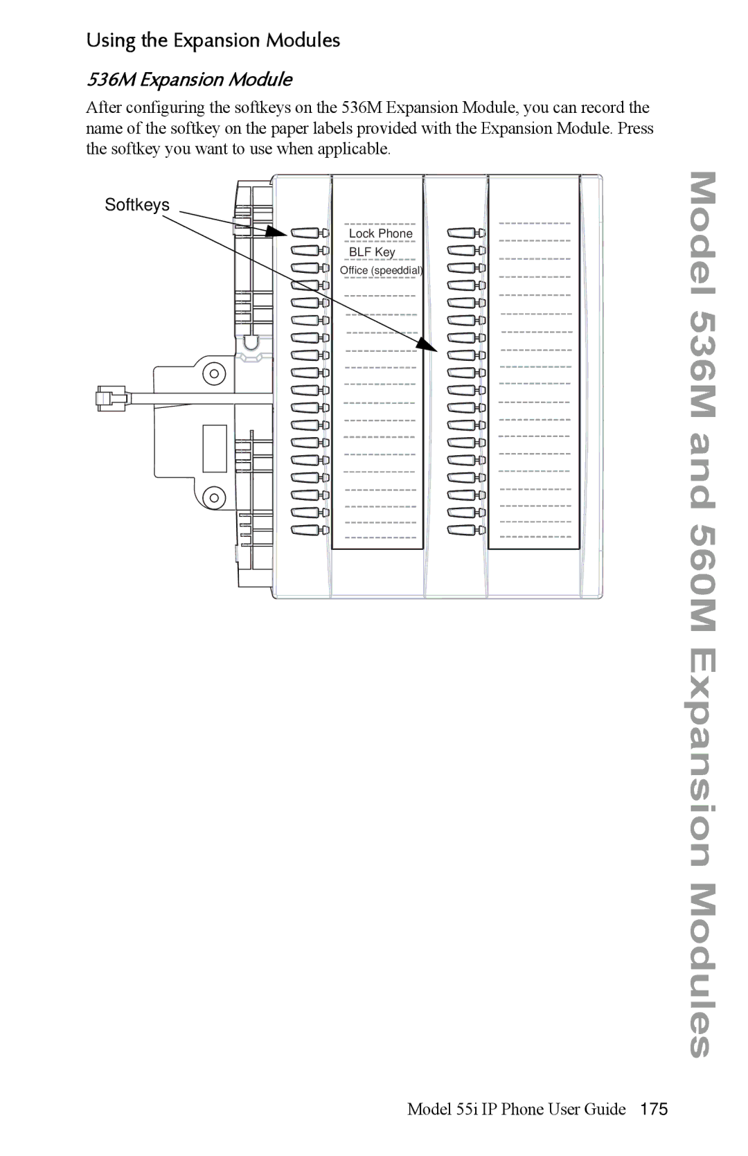 Aastra Telecom 55i IP Phone manual Using the Expansion Modules, 536M Expansion Module 