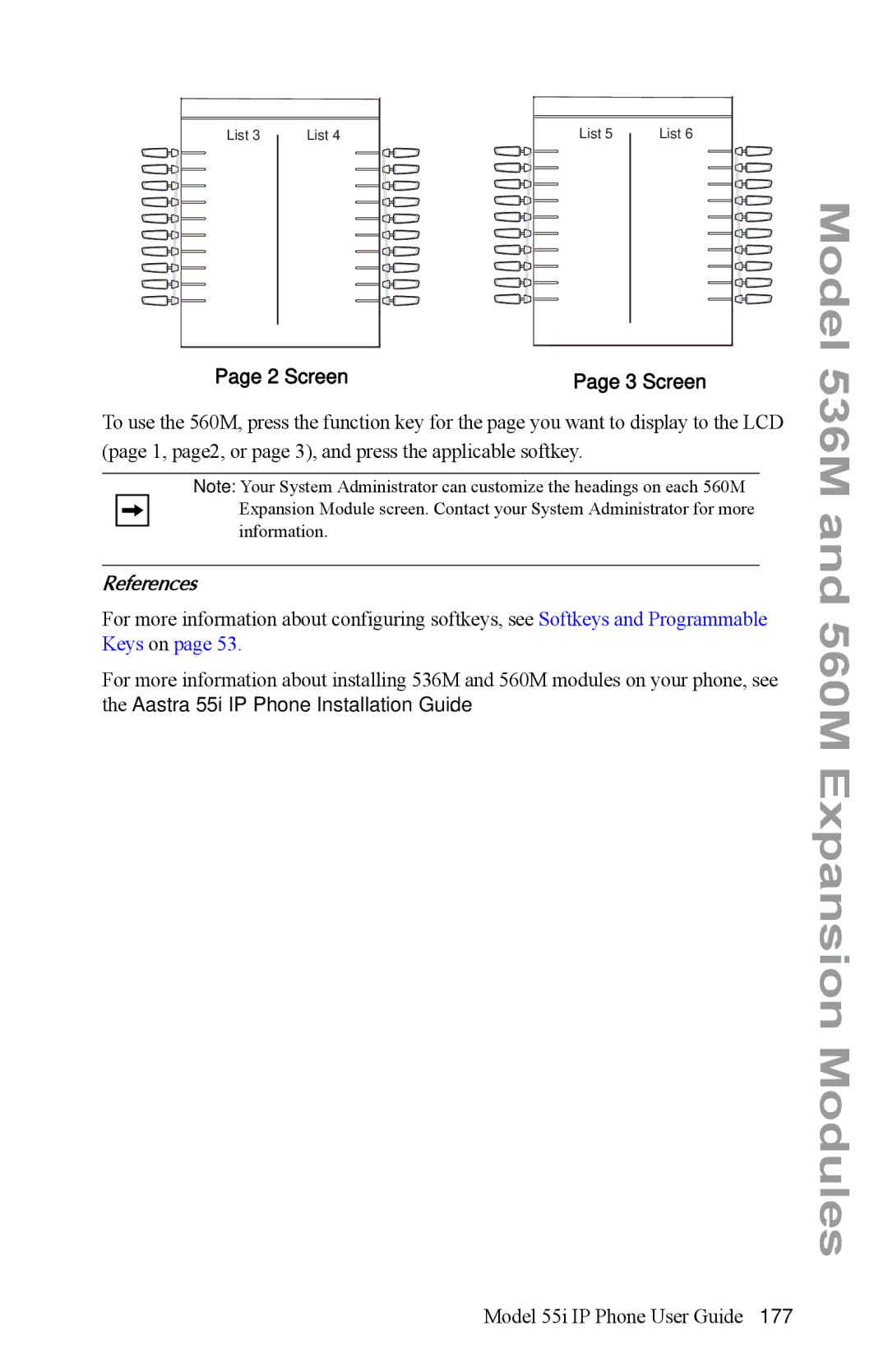 Aastra Telecom 55i IP Phone manual Screen, References 