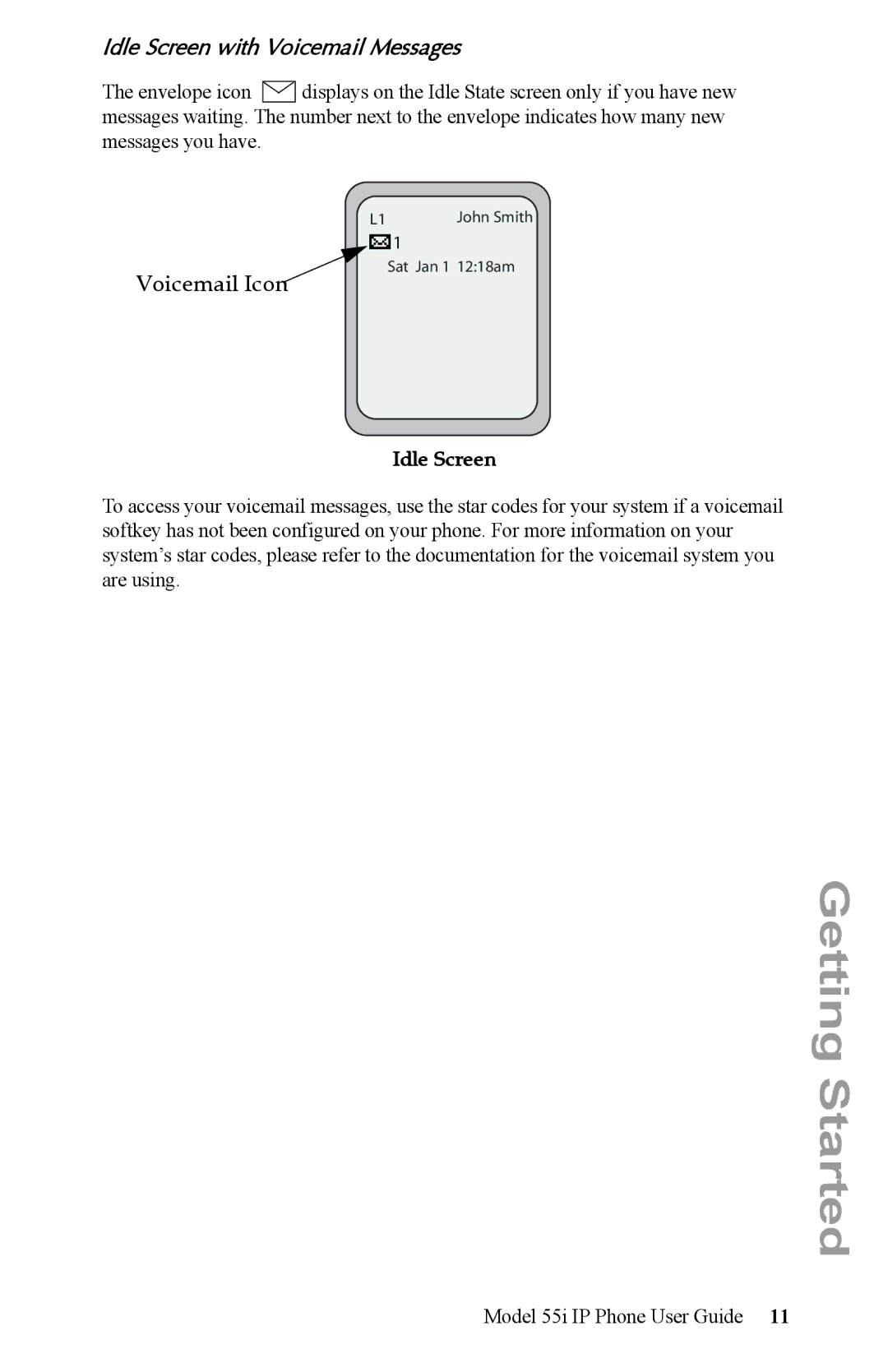 Aastra Telecom 55i IP Phone manual Idle Screen with Voicemail Messages, Voicemail Icon 