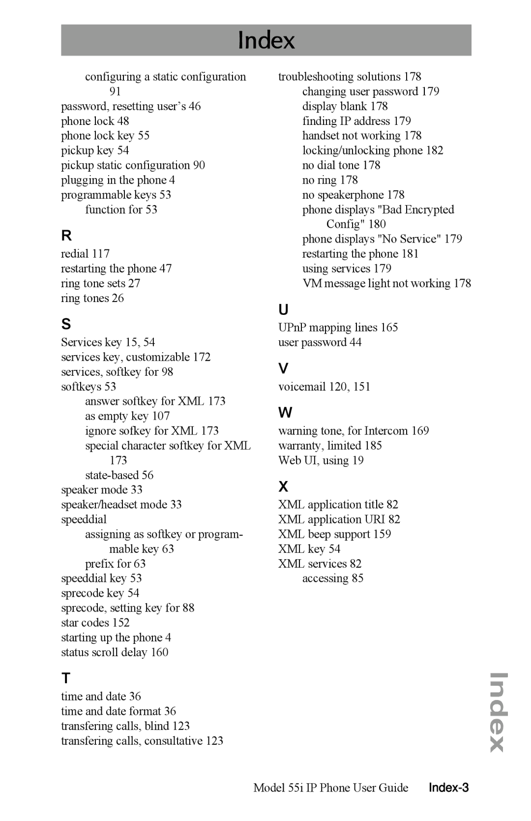 Aastra Telecom 55i IP Phone manual Index-3 