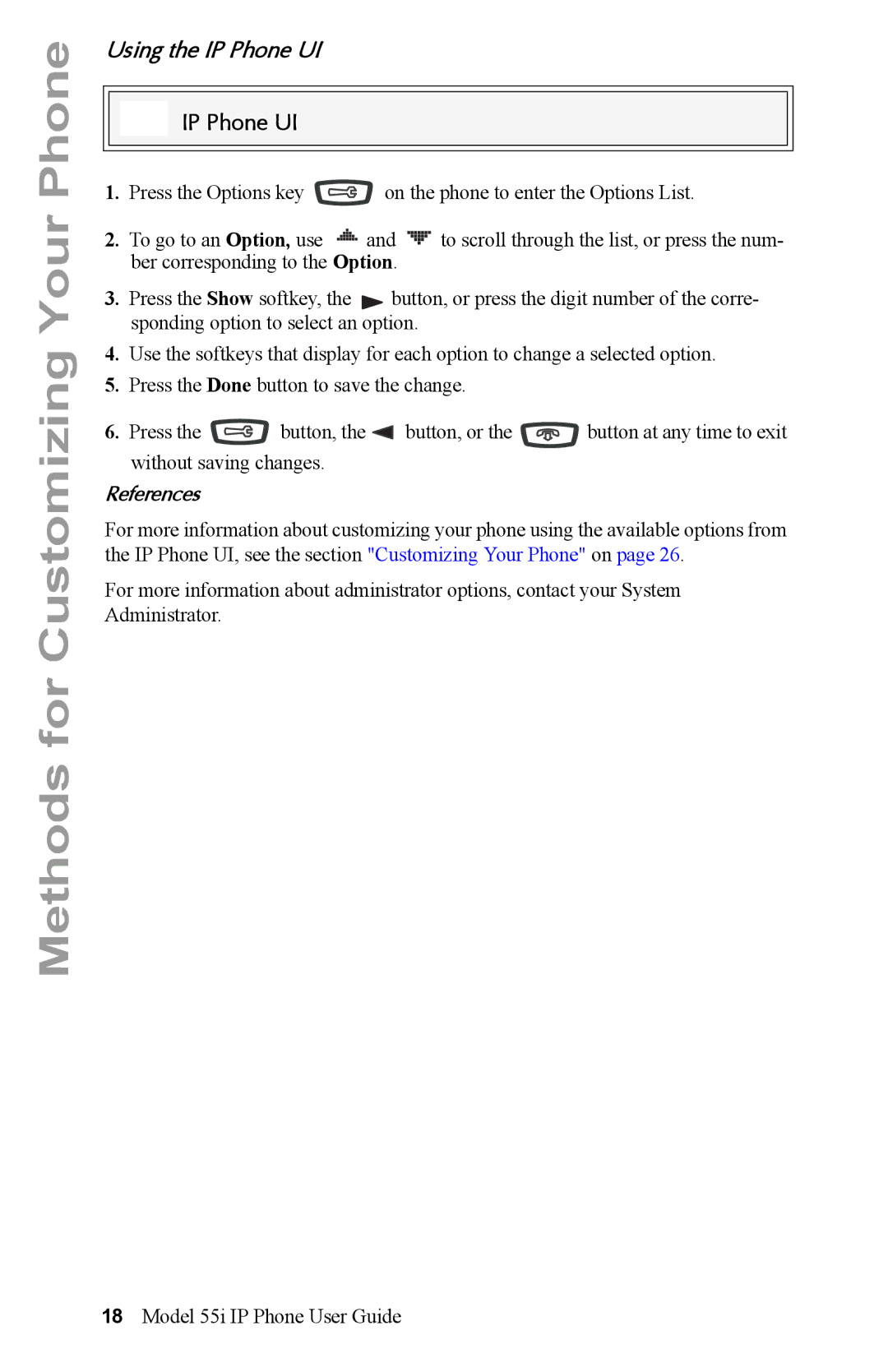 Aastra Telecom 55i IP Phone manual Using the IP Phone UI, References 