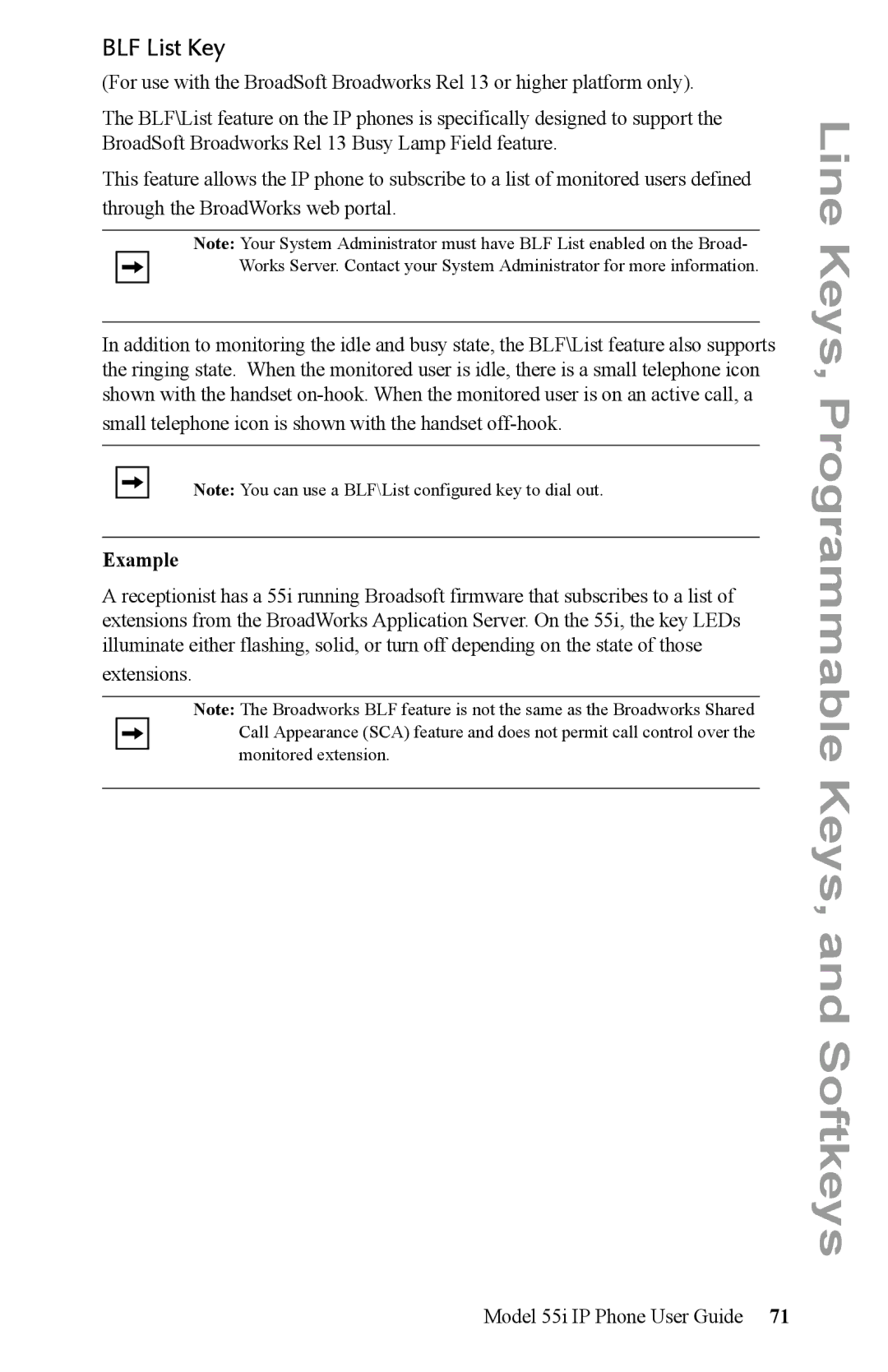 Aastra Telecom 55i IP Phone manual BLF List Key 