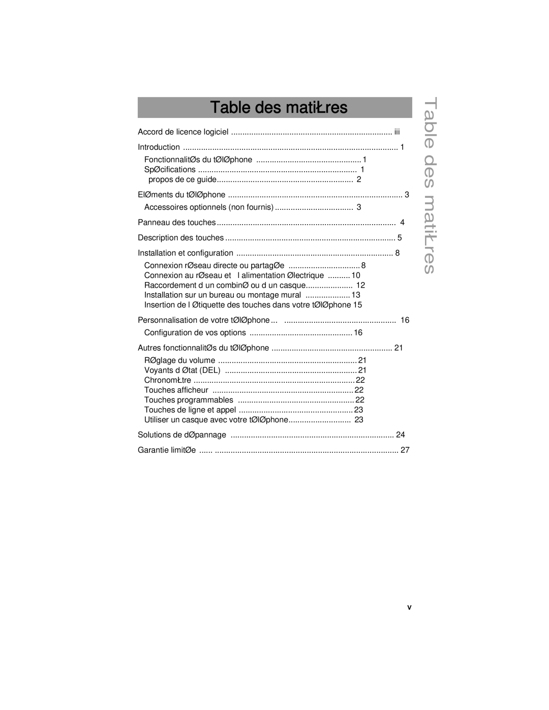 Aastra Telecom 55I IP manual Table des matières 