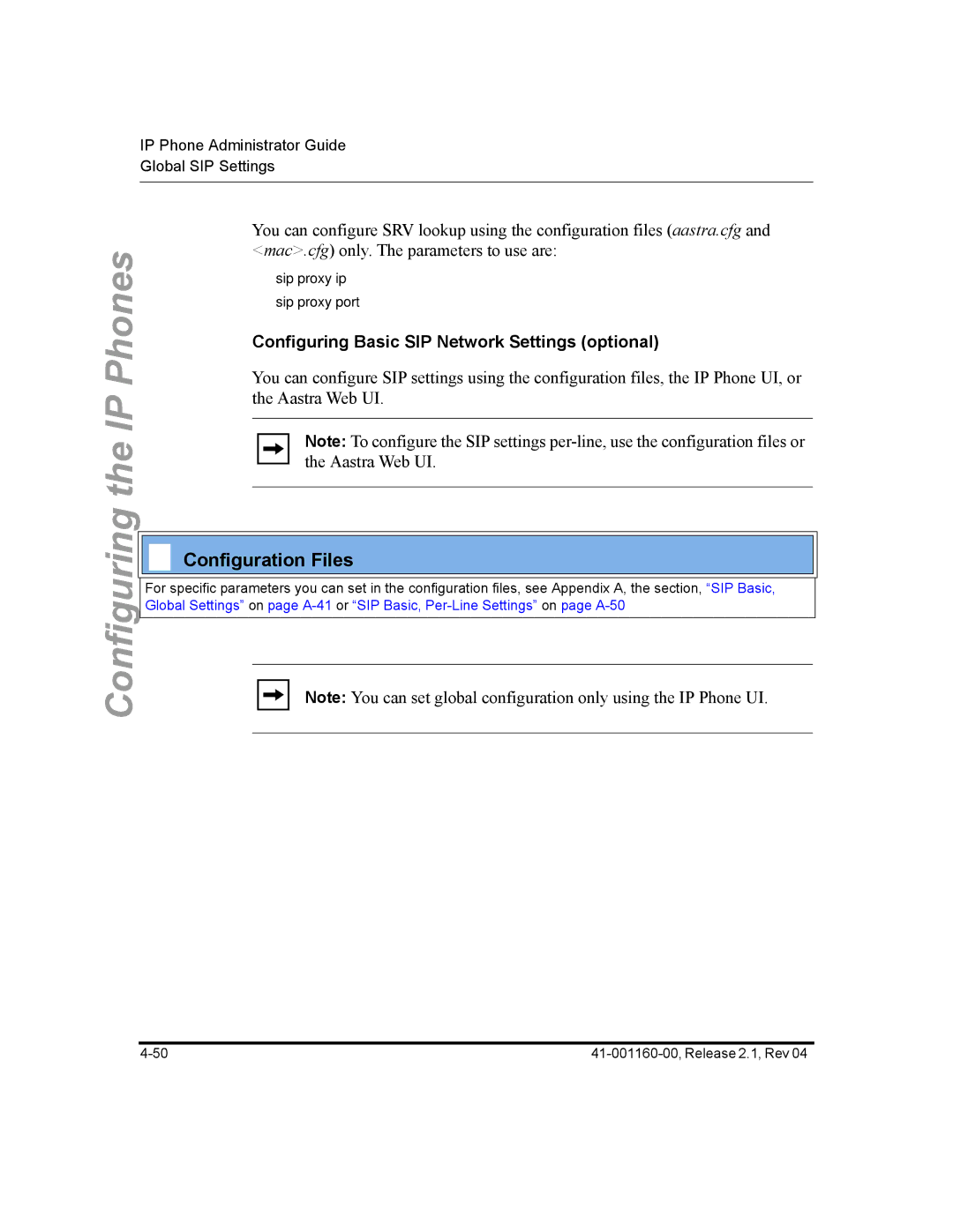 Aastra Telecom 57I CT, 55I, 53I manual Configuring Basic SIP Network Settings optional 