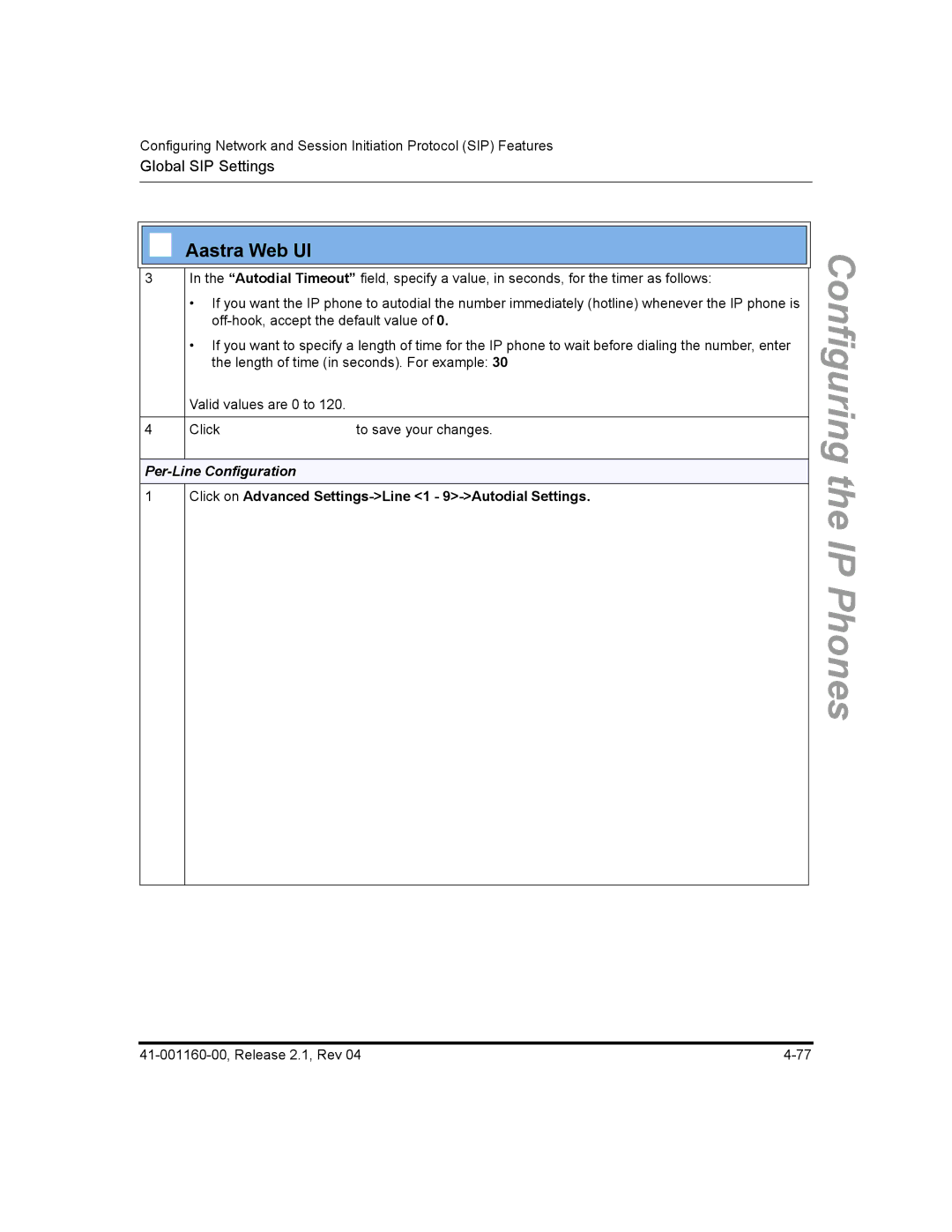 Aastra Telecom 55I, 57I CT, 53I manual Per-Line Configuration, Click on Advanced Settings-Line 1 9-Autodial Settings 