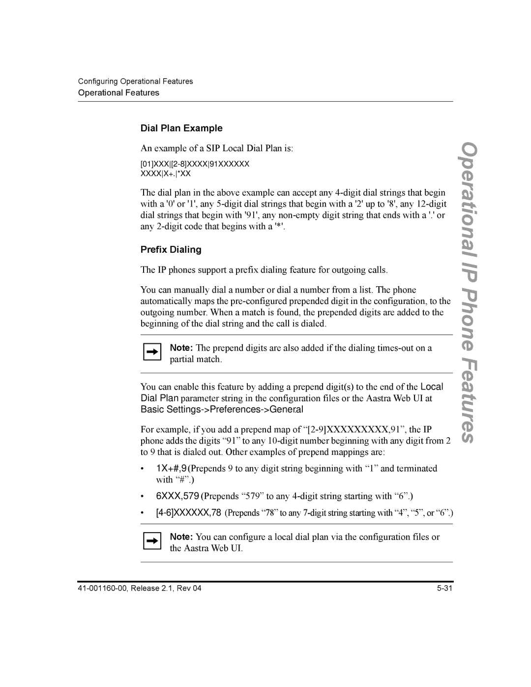 Aastra Telecom 55I, 57I CT, 53I manual Dial Plan Example, Prefix Dialing 