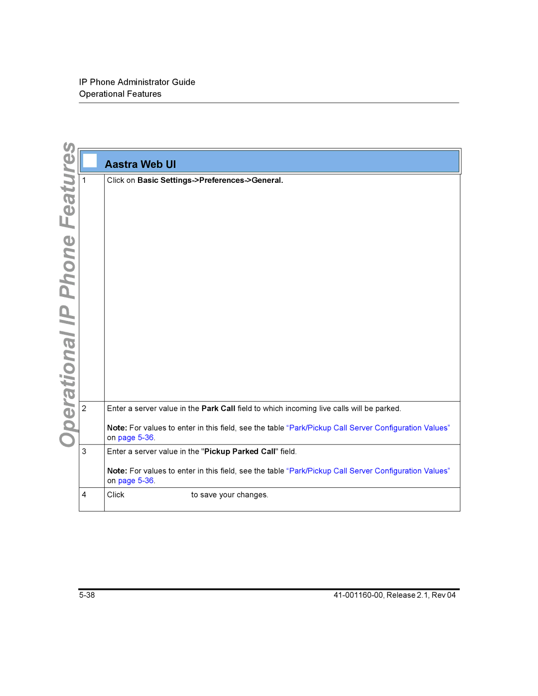 Aastra Telecom 57I CT, 55I, 53I manual Operational, Click on Basic Settings-Preferences-General 