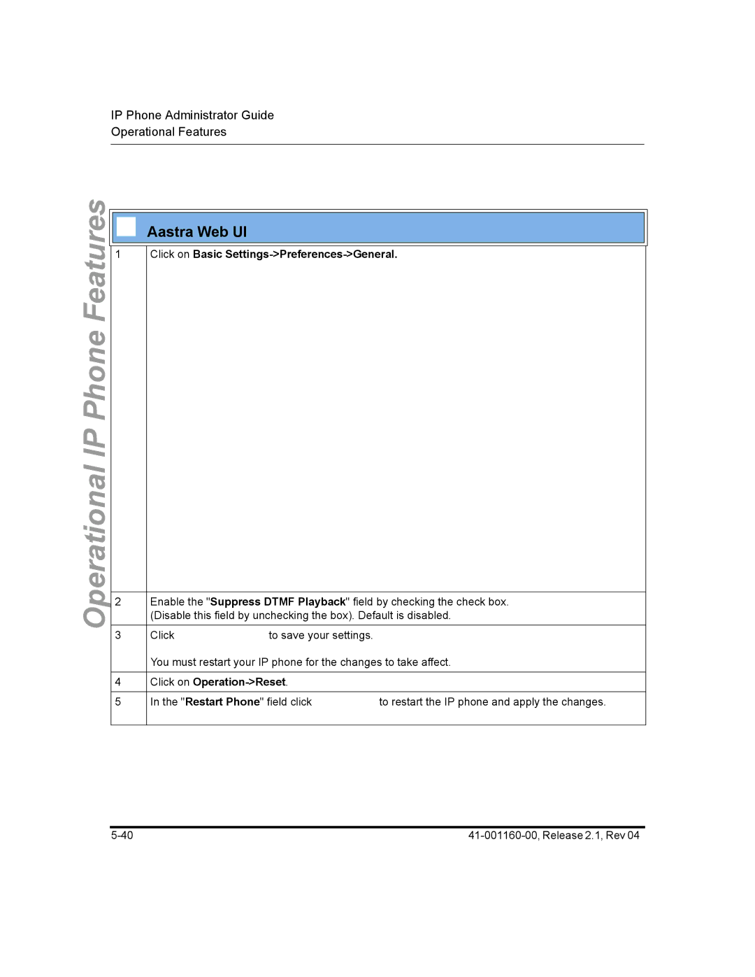 Aastra Telecom 57I CT, 55I, 53I manual Click on Operation-Reset 