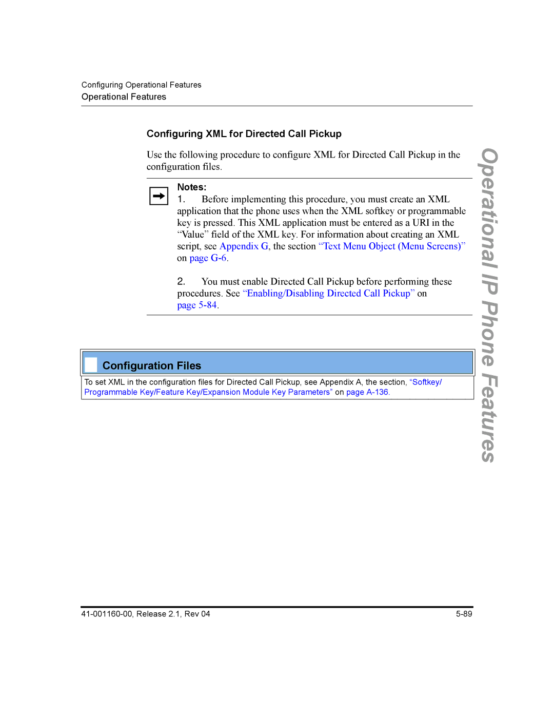 Aastra Telecom 53I, 57I CT, 55I manual Configuring XML for Directed Call Pickup 