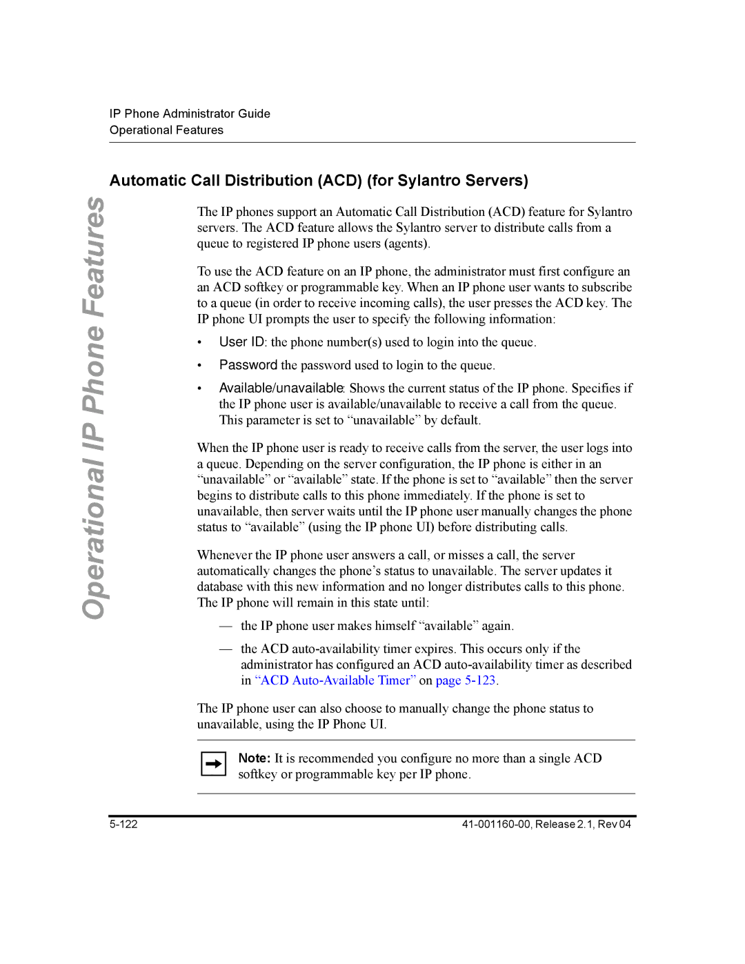 Aastra Telecom 57I CT, 55I, 53I manual Automatic Call Distribution ACD for Sylantro Servers 